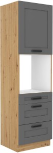Szafka kominowa do kuchni na piekarnik z 3 szufladami LUNA 60 DPS-210 3S 1F Szary/Dąb Artisan