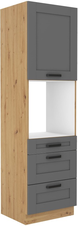 Szafka kominowa do kuchni na piekarnik z 3 szufladami LUNA 60 DPS-210 3S 1F Szary/Dąb Artisan