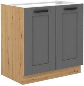 Szafka stojąca do kuchni pod zlew LUNA 80 ZL 2F Szary/Dąb Artisan