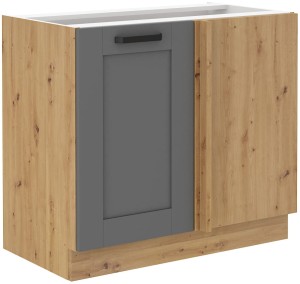 Szafka stojąca do kuchni narożna dostawna LUNA 105 ND 1F Szary/Dąb Artisan