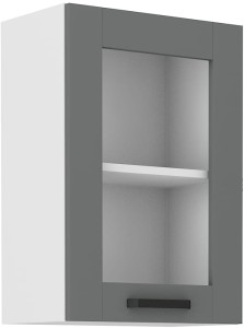 Szafka górna do kuchni z witryną LUNA 40 GS-72 1F Szary/Biały
