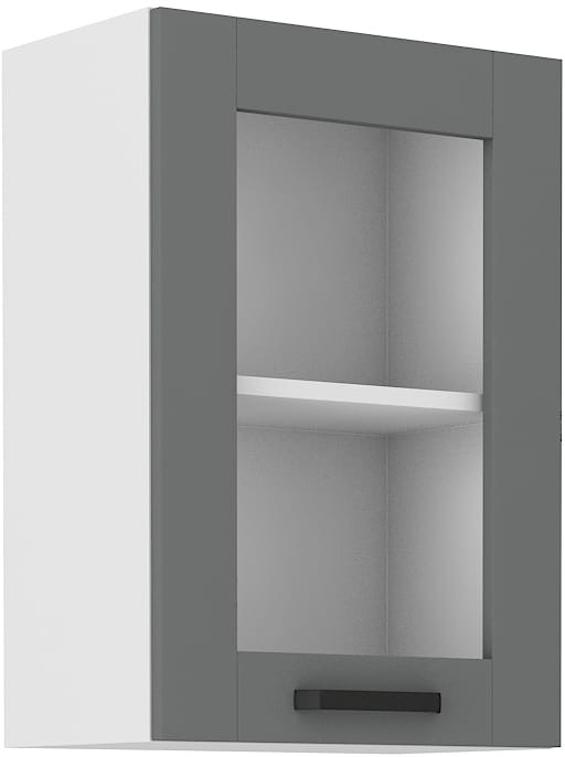 Szafka górna do kuchni z witryną LUNA 40 GS-72 1F Szary/Biały