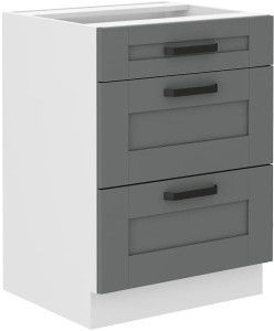 Szafka stojąca do kuchni z 3 szufladami LUNA 60 D 3S Szary/Biały