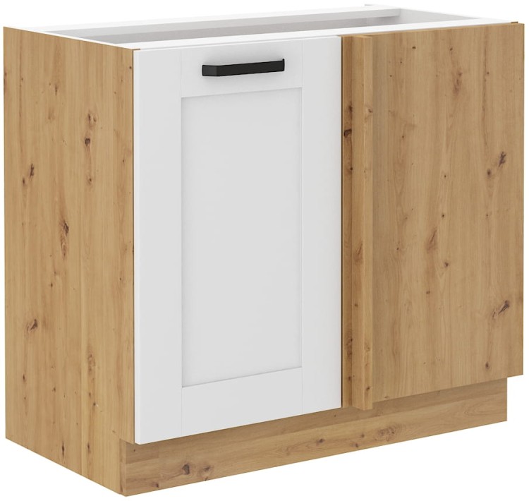 Szafka stojąca do kuchni narożna dostawna LUNA 105 ND 1F Biały/Dąb Artisan