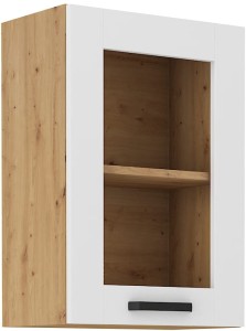 Szafka górna do kuchni z witryną LUNA 40 GS-72 1F Biały/Dąb Artisan
