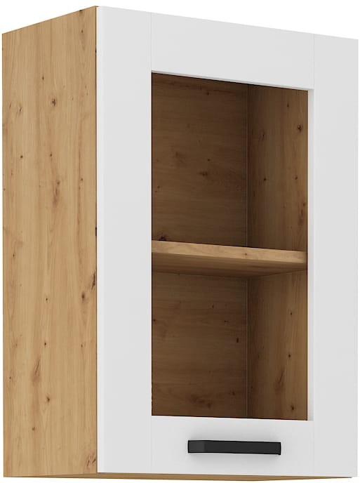 Szafka górna do kuchni z witryną LUNA 40 GS-72 1F Biały/Dąb Artisan