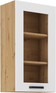 Szafka górna do kuchni z witryną LUNA 40 GS-90 1F Biały/Dąb Artisan