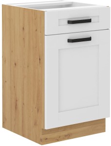 Szafka stojąca do kuchni z szufladą LUNA 50 D 1D 1S Biały/Dąb Artisan