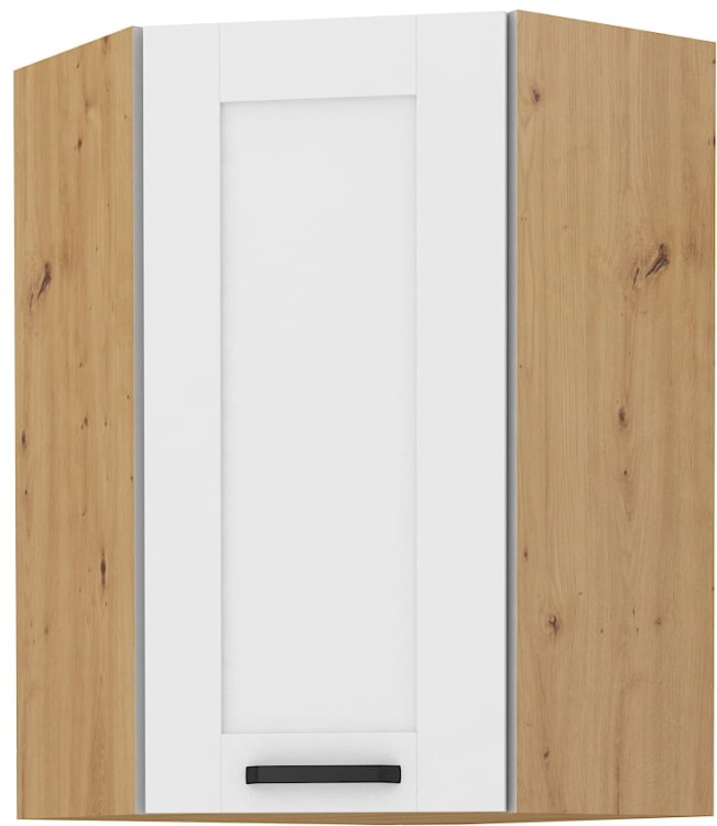 Szafka górna do kuchni narożna LUNA 58x58 GN-90 1F Biały/Dąb Artisan