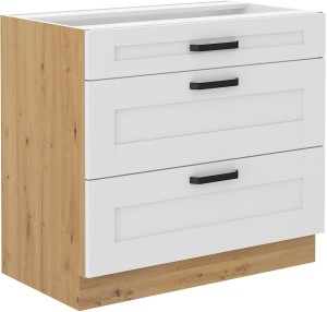 Szafka stojąca do kuchni z 3 szufladami LUNA 80 D 3S Biały/Dąb Artisan