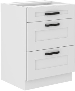 Szafka stojąca do kuchni z 3 szufladami LUNA 60 D 3S Biały/Biały