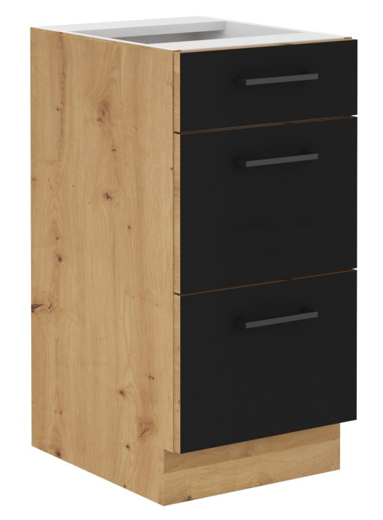 Szafka stojąca do kuchni z szufladami MODENA 40 D 3S Dąb Artisan/Czarny