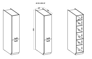 Szafka kominowa do kuchni MODENA 40 DK-210 2F Dąb Artisan/Czarny