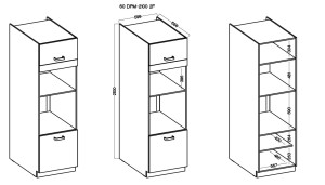 Szafka kominowa do kuchni na piekarnik i mikrofale MODENA 60 DPM-210 2F Dąb Artisan/Czarny