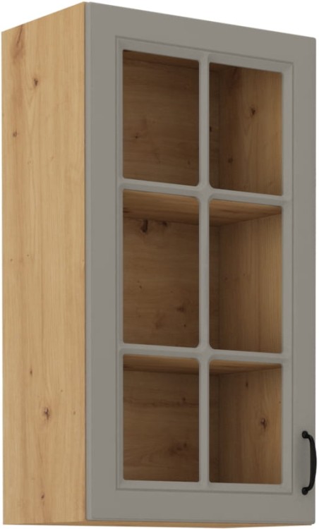 Szafka górna do kuchni z witryną STILO 40 GS-90 1F Gliniasty Szary/Dąb Artisan