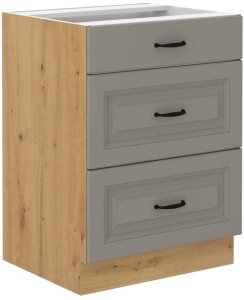 Szafka stojąca do kuchni z szufladami STILO 60 D 3S Gliniasty Szary/Dąb Artisan