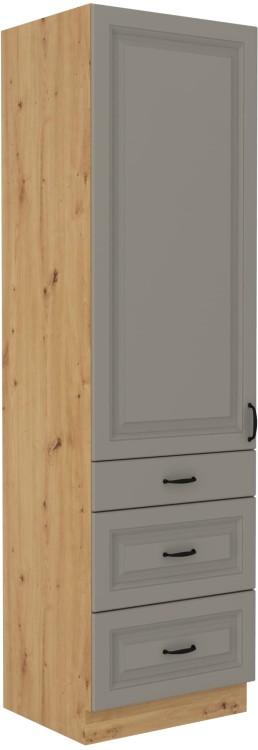 Szafka kominowa do kuchni z szufladami STILO 60 DKS-210 3S 1F Gliniasty Szary/Dąb Artisan