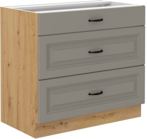 Szafka stojąca do kuchni z szufladami STILO 80 D 3S Gliniasty Szary/Dąb Artisan