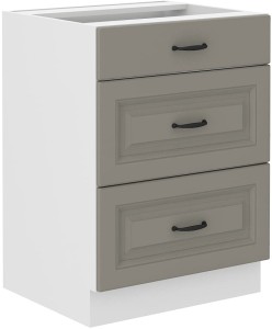 Szafka stojąca do kuchni z szufladami STILO 60 D 3S Gliniasty Szary/Biały