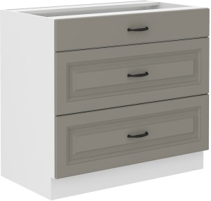 Szafka stojąca do kuchni z szufladami STILO 80 D 3S Gliniasty Szary/Biały