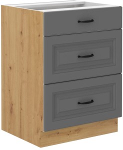 Szafka stojąca do kuchni z szufladami STILO 60 D 3S Szary/Dąb Artisan