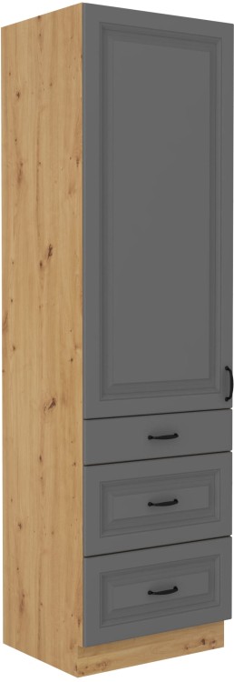 Szafka kominowa do kuchni z szufladami STILO 60 DKS-210 3S 1F Szary/Dąb Artisan