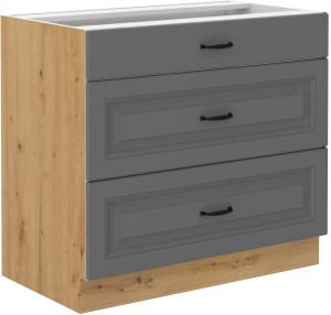 Szafka stojąca do kuchni z szufladami STILO 80 D 3S Szary/Dąb Artisan