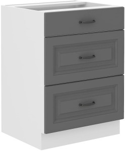 Szafka stojąca do kuchni z szufladami STILO 60 D 3S Szary/Biały