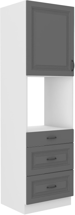 Szafka kominowa do kuchni z szufladami na piekarnik STILO 60 DPS-210 3S 1F Szary/Biały
