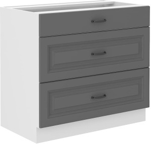 Szafka stojąca do kuchni z szufladami STILO 80 D 3S Szary/Biały
