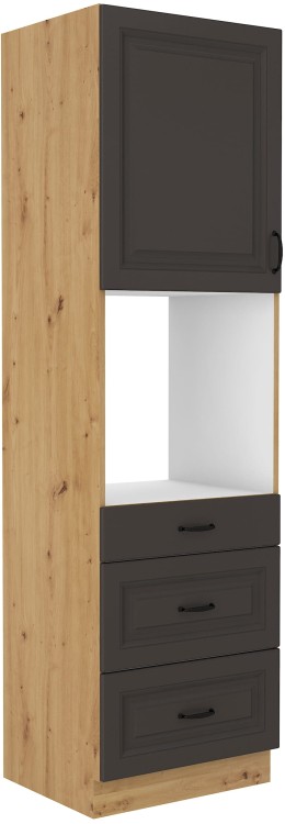 Szafka kominowa do kuchni z szufladami na piekarnik STILO 60 DPS-210 3S 1F Grafit/Artisan