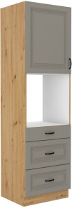 Szafka kominowa do kuchni z szufladami na piekarnik STILO 60 DPS-210 3S 1F Grafit/Biały