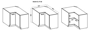 Szafka stojąca do kuchni narożna STILO 89x89 DN 1F Grafit/Biały