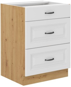 Szafka stojąca do kuchni z szufladami STILO 60 D 3S Biały/Dąb Artisan