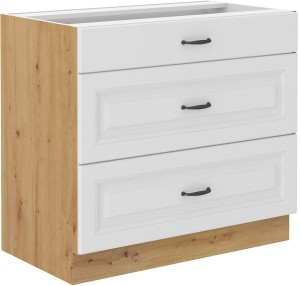 Szafka stojąca do kuchni z szufladami STILO 80 D 3S Biały/Dąb Artisan