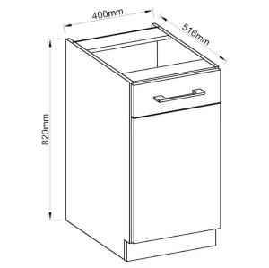 Szafka stojąca do kuchni VIGO 40 D 1F Połysk Biały/Lancelot