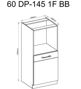Szafka do kuchni słupek pod piekarnik VIGO 60 DP-145 1F Połysk Biały/Lancelot