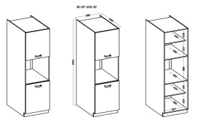Szafka kominowa do kuchni pod piekarnik VIGO 60 DP-210 2F Połysk Biały/Lancelot