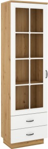 Witryna z szufladami Flawia WHAR 60 1D 2S Biały/Dąb Artisan