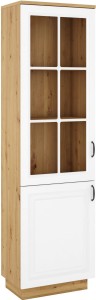 Witryna przeszklona do salonu Flawia WHAR 60 2D Biały/Dąb Artisan