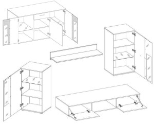 Meblościanka pod telewizor Salsa DL01 z komodą DL20 3D 2S Dąb Lefkas