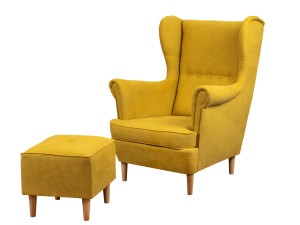 Fotel Uszak z podnóżkiem Denver Żółty