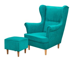 Fotel Uszak z podnóżkiem Denver Turkusowy