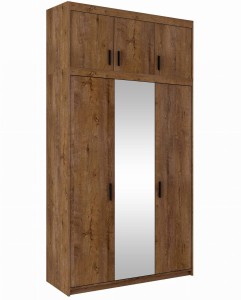 Szafa trzydrzwiowa z lustrem i nadstawką Elena Dąb Lefkas