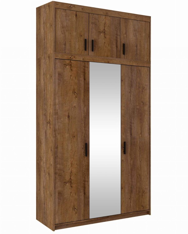 Szafa trzydrzwiowa z lustrem i nadstawką Elena Dąb Lefkas