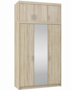 Szafa trzydrzwiowa z lustrem i nadstawką Elena Dąb Sonoma