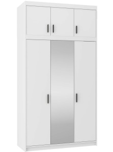 Szafa trzydrzwiowa z lustrem i nadstawką Elena Biała