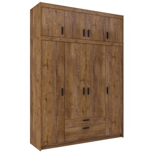 Szafa czterodrzwiowa Elena 4D DL04 z nadstawką NAEL DL04 Dąb Lefkas