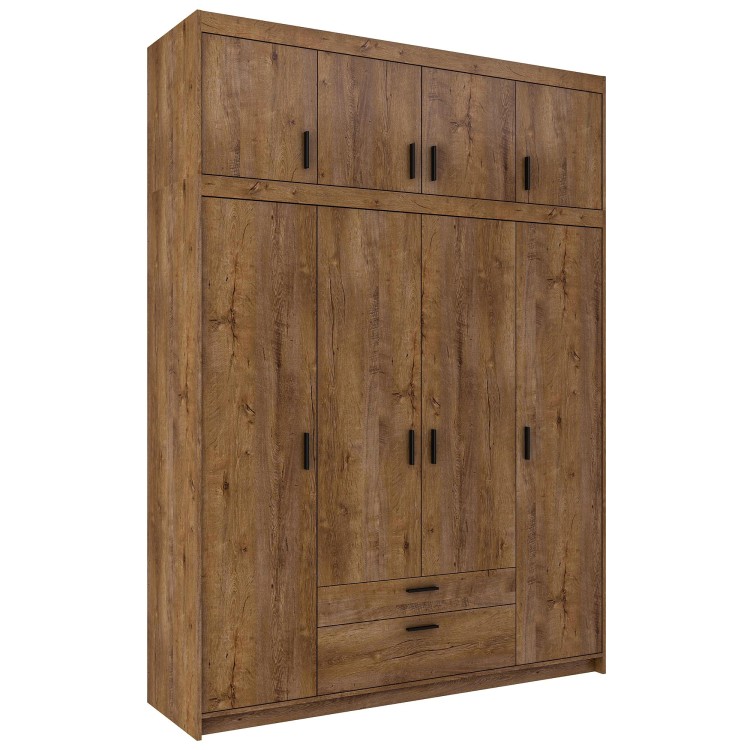 Szafa czterodrzwiowa Elena 4D DL04 z nadstawką NAEL DL04 Dąb Lefkas