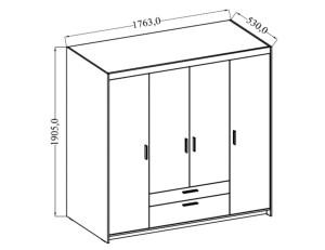 Szafa czterodrzwiowa Elena 4D DL04 z nadstawką NAEL DL04 Dąb Lefkas